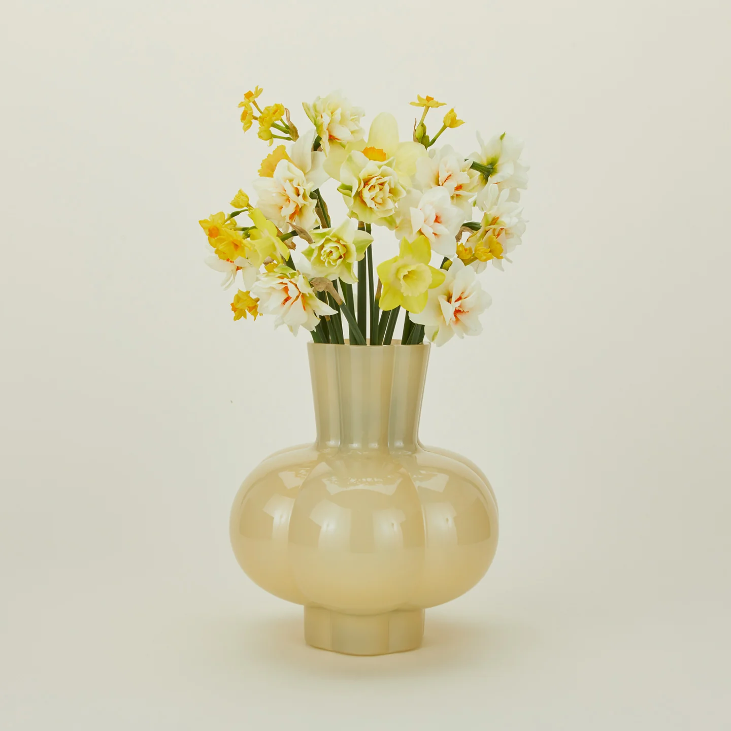Glass Pleated Vase - Opaque Yellow