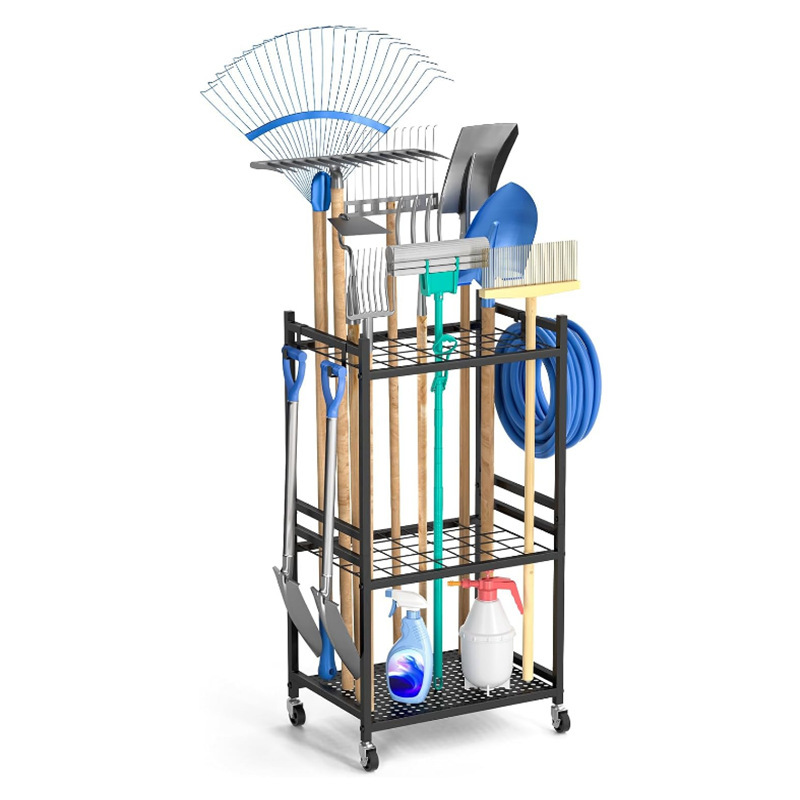 Garden Tool Storage Rack Courtyard Metal Storage Rack Garden Storage Bracket Tool Cart Farm Tool Rack Mop Rack