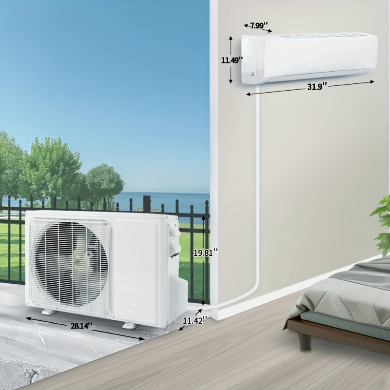 Split-type air conditioner, 9000BTU/11500BTU/12000BTU, pre-charged condenser, split-type air conditioning system, heat pump, remote control, comes with installation kit
