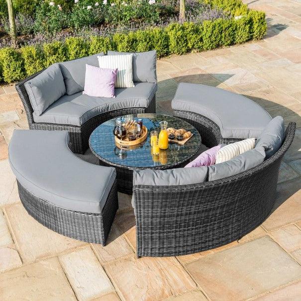 Maze Rattan Garden Furniture Brown Chelsea Lifestyle Sofa Set With Glass Top
