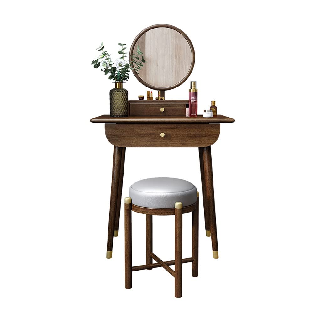 Bedroom Table Vanity Desk Set Wooden Dresser Ladies Dresser with Stool, Drawer, Mirror Dresser Desk