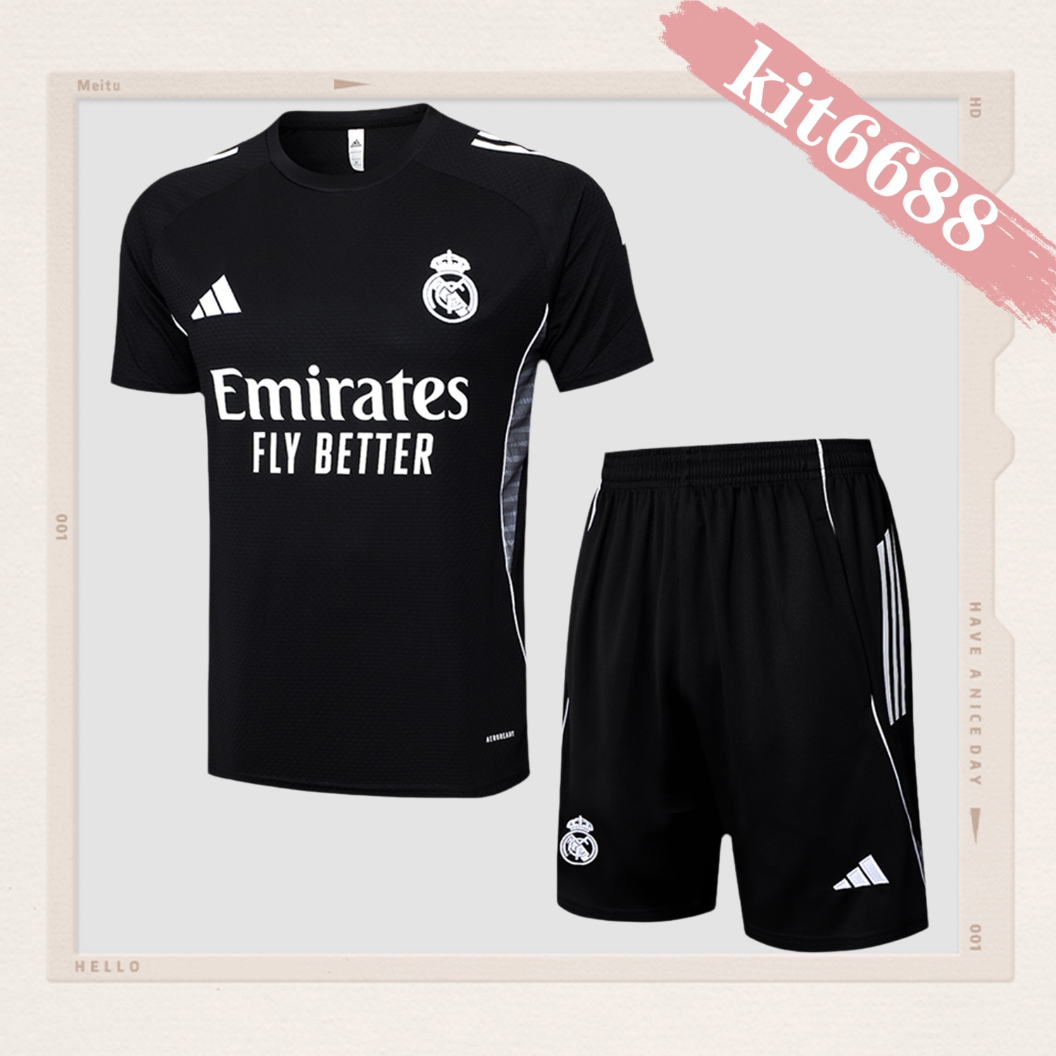 2024/2025 Real Madrid Black Adult Short Sleeve Training Suit (Adult Kit)
