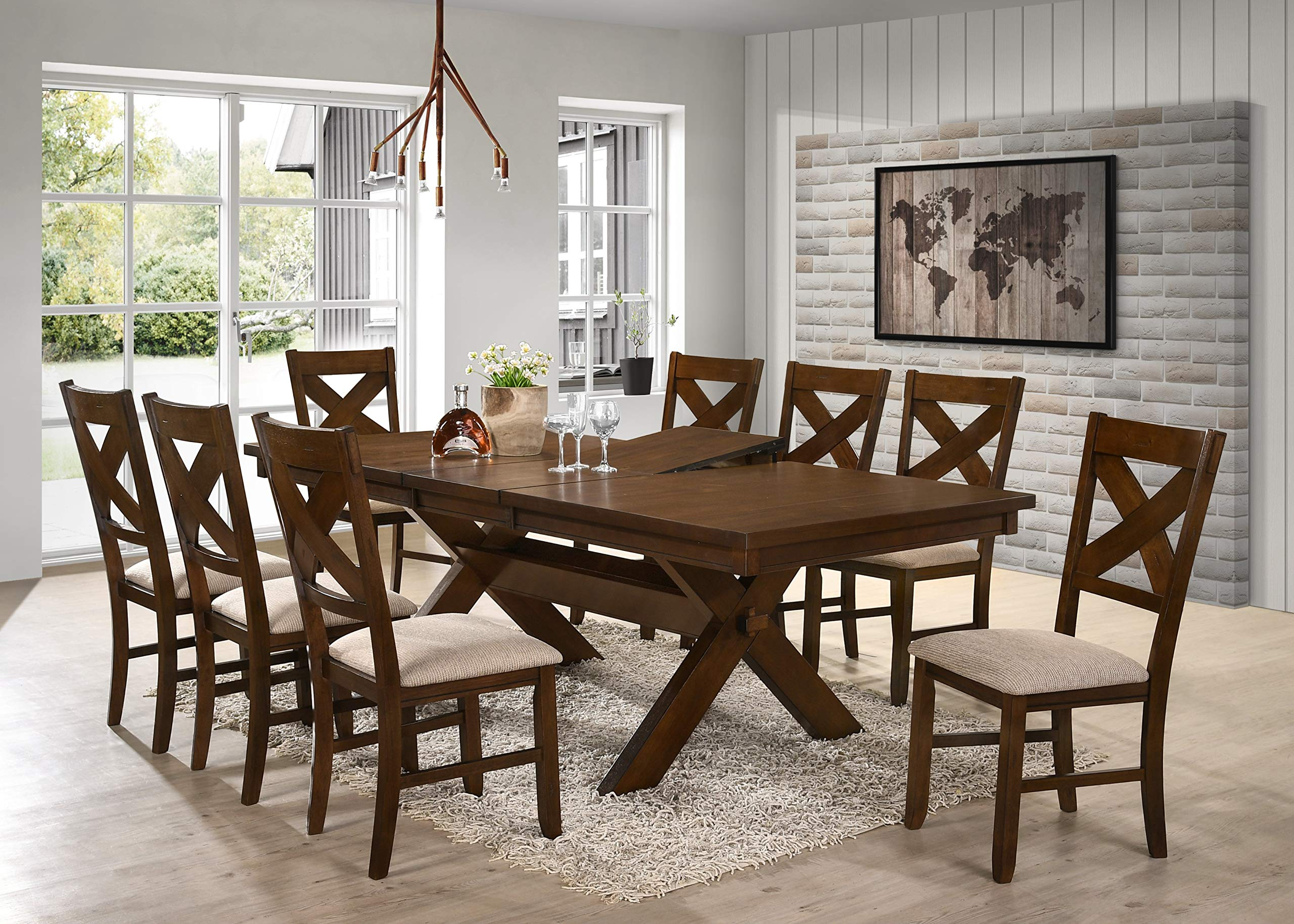 9-Piece Solid Wood Dining Set with Table & 8 Chairs