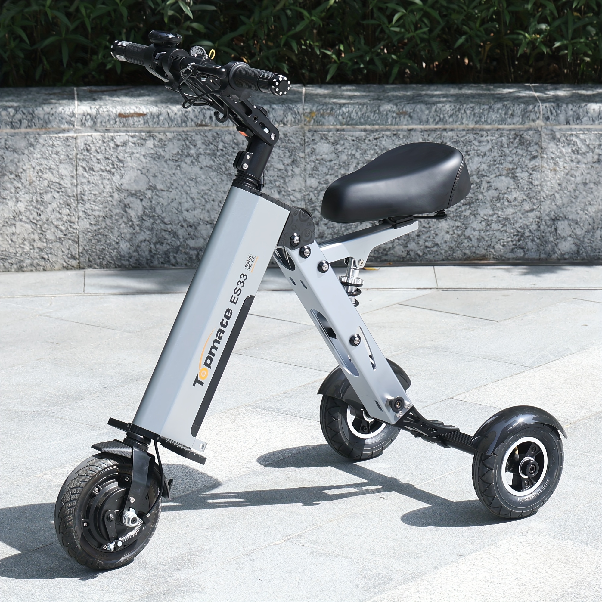 TopMate electric scooter, 8inch three-wheeled foldable model with adult seat, lightweight electric scooter equipped with a removable 36V 7.8AH battery and reverse function