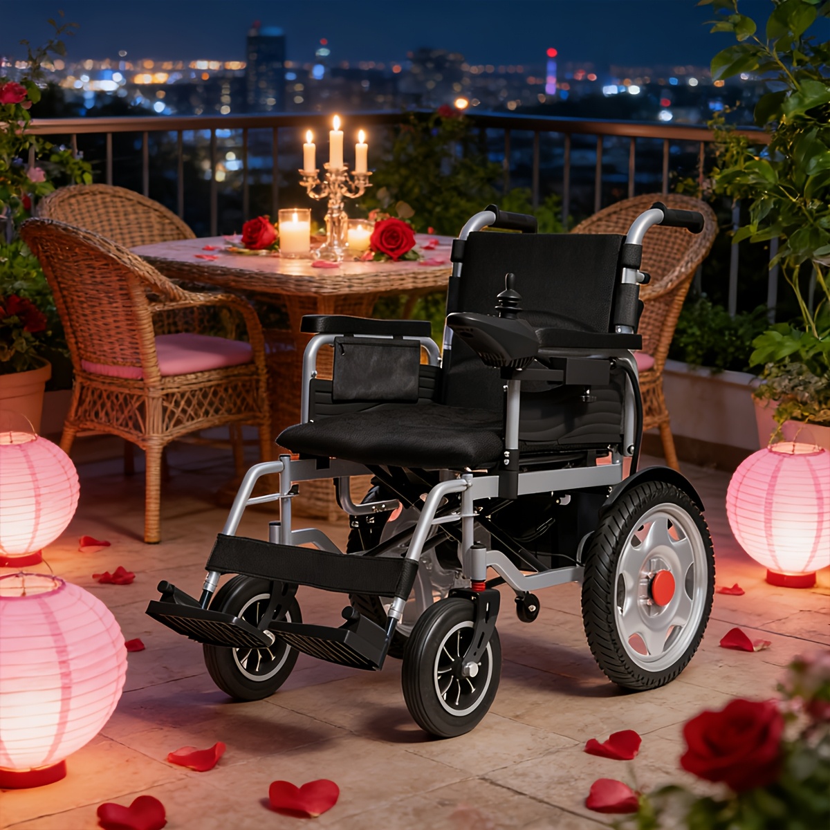 Adult electric wheelchair, portable foldable electric wheelchair, mobility within a 12.5-mile range, all-terrain wheelchair, equipped with a comfortable seat and 360-degree smooth wheels