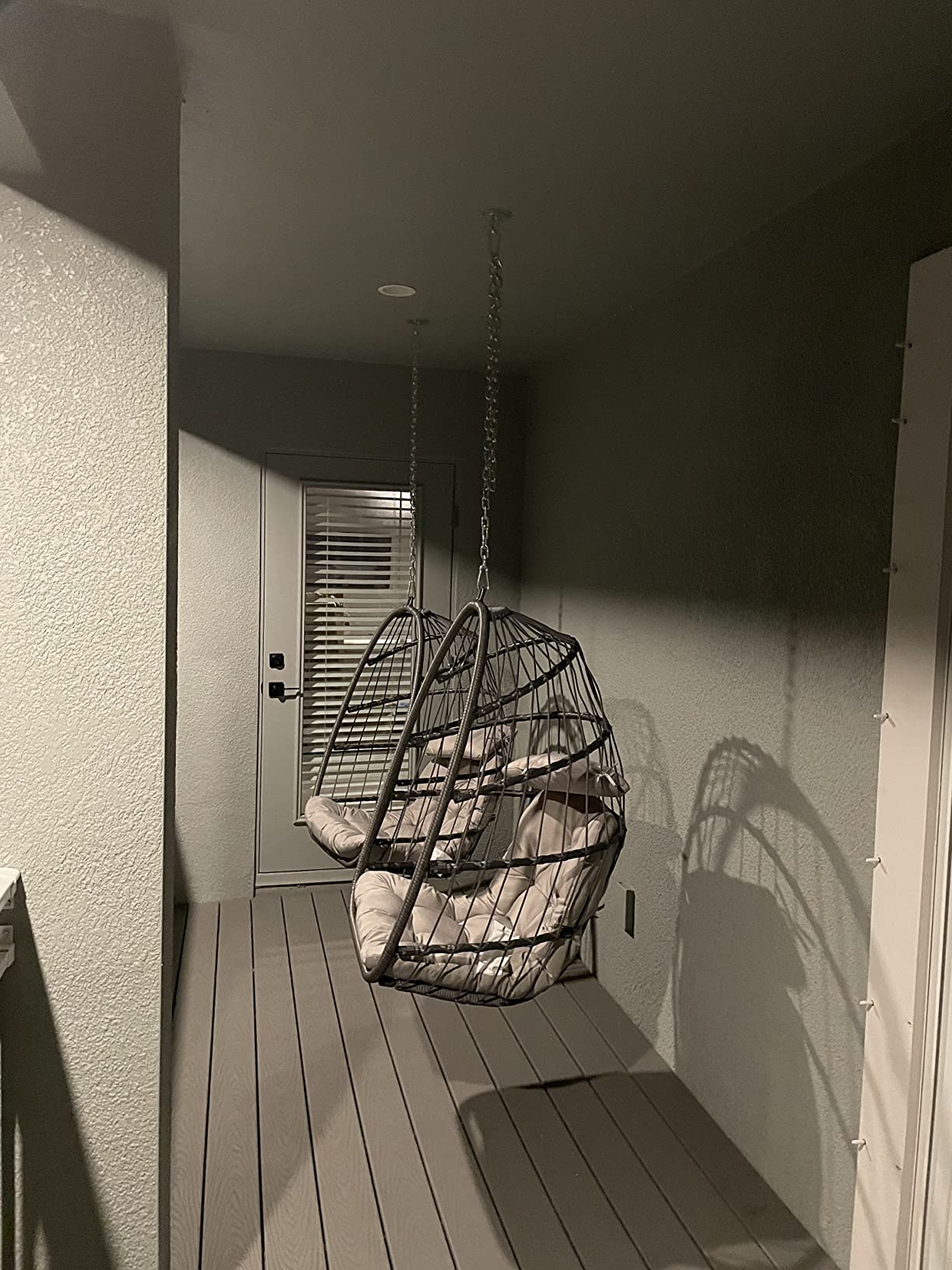 Wicker Rattan Hammock Egg Swing Chair with Hanging Chain, Aluminum Frame & UV Resistant Cushion