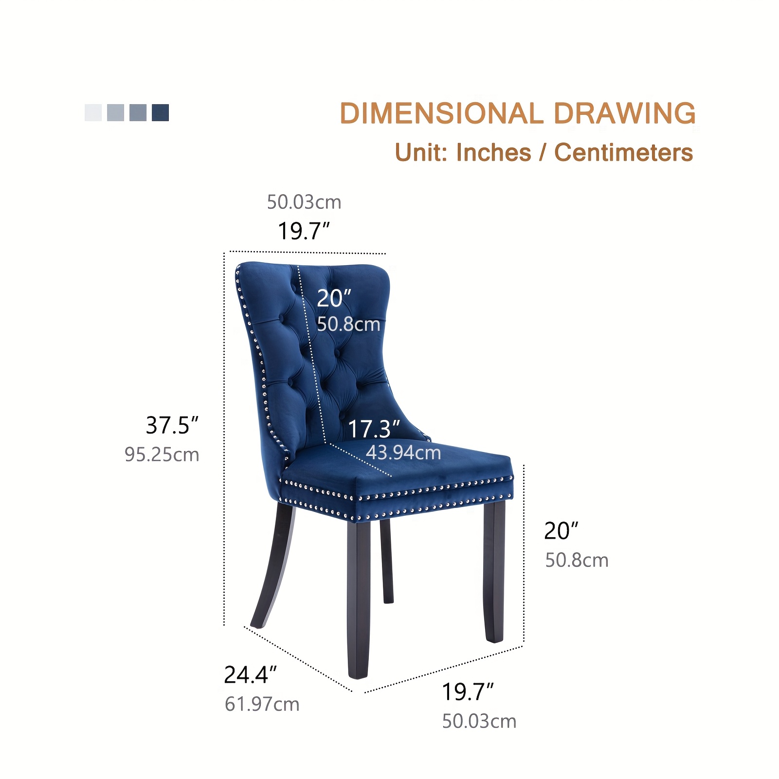 4-piece set of upholstered dining chairs, velvet chairs with button decoration, sturdy wooden legs, modern-style fabric side chairs, suitable for dining areas in restaurants, kitchens, dining rooms, and hotels