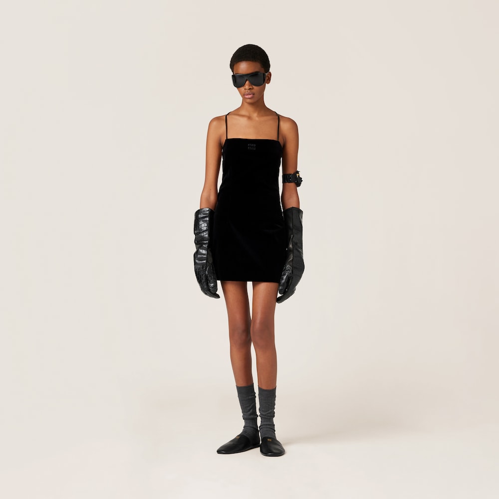 Stretch velvet mini-dress