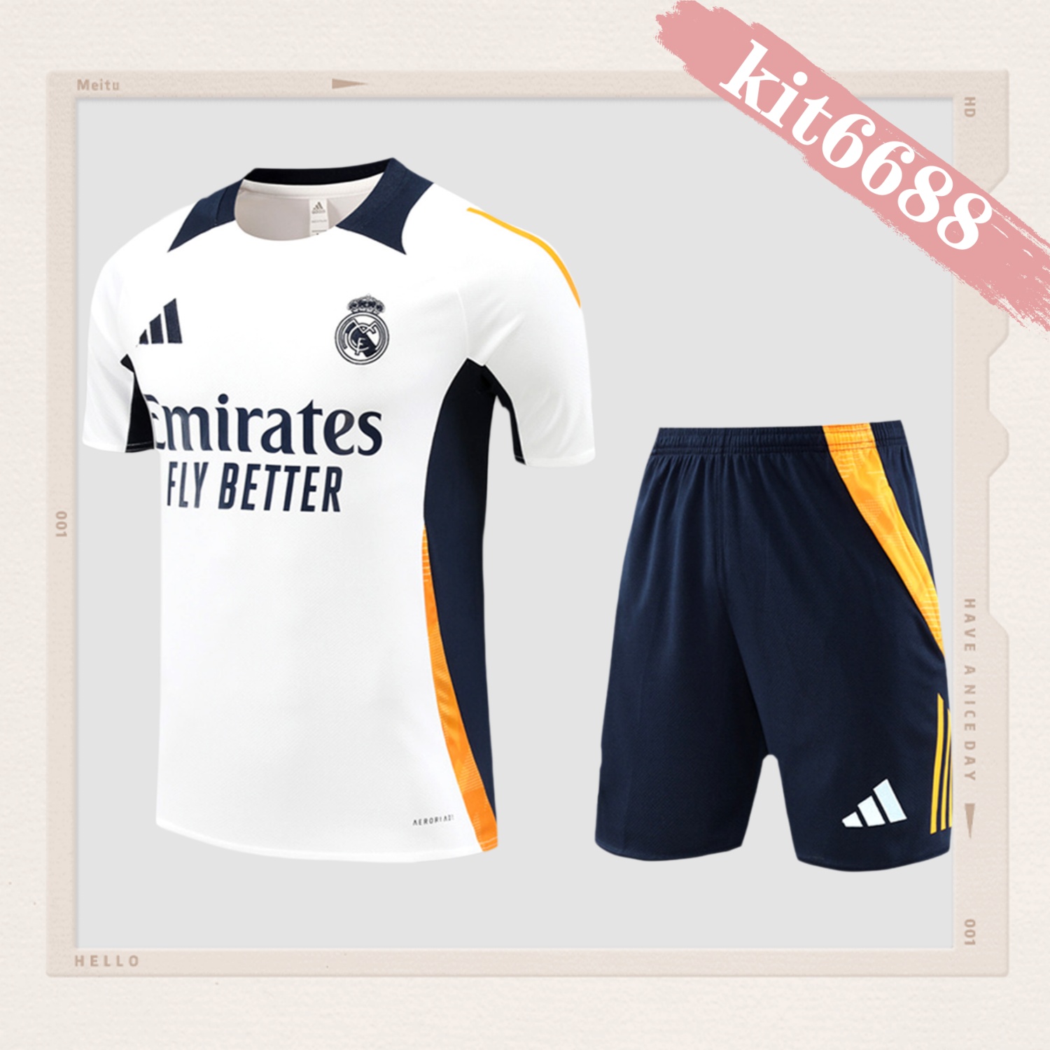 2024/2025 Real Madrid White Children's Short Sleeve Training Suit (Kids Kit)