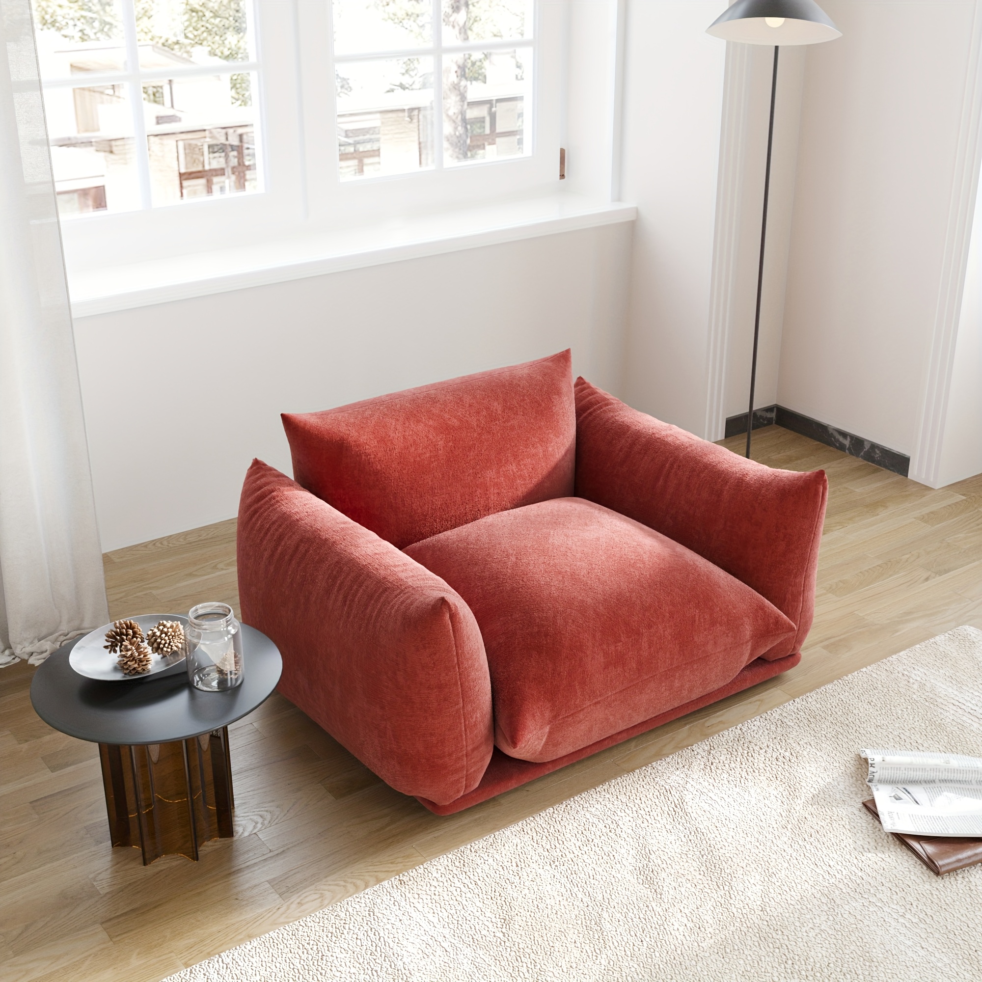 50inch Decorative chair, chenille sofa, single sofa chair, modern deep-seated sofa, suitable for small spaces, living rooms, apartments, and offices