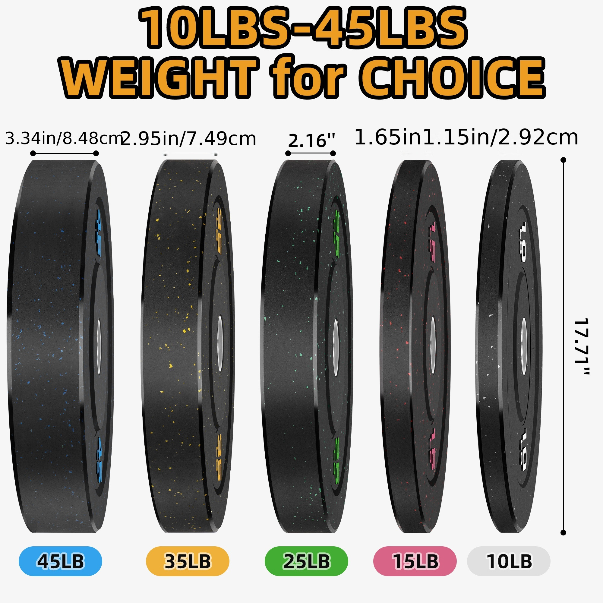 260 pounds 2inch rubber weight plates, barbell plate set for home gym strength training and weightlifting