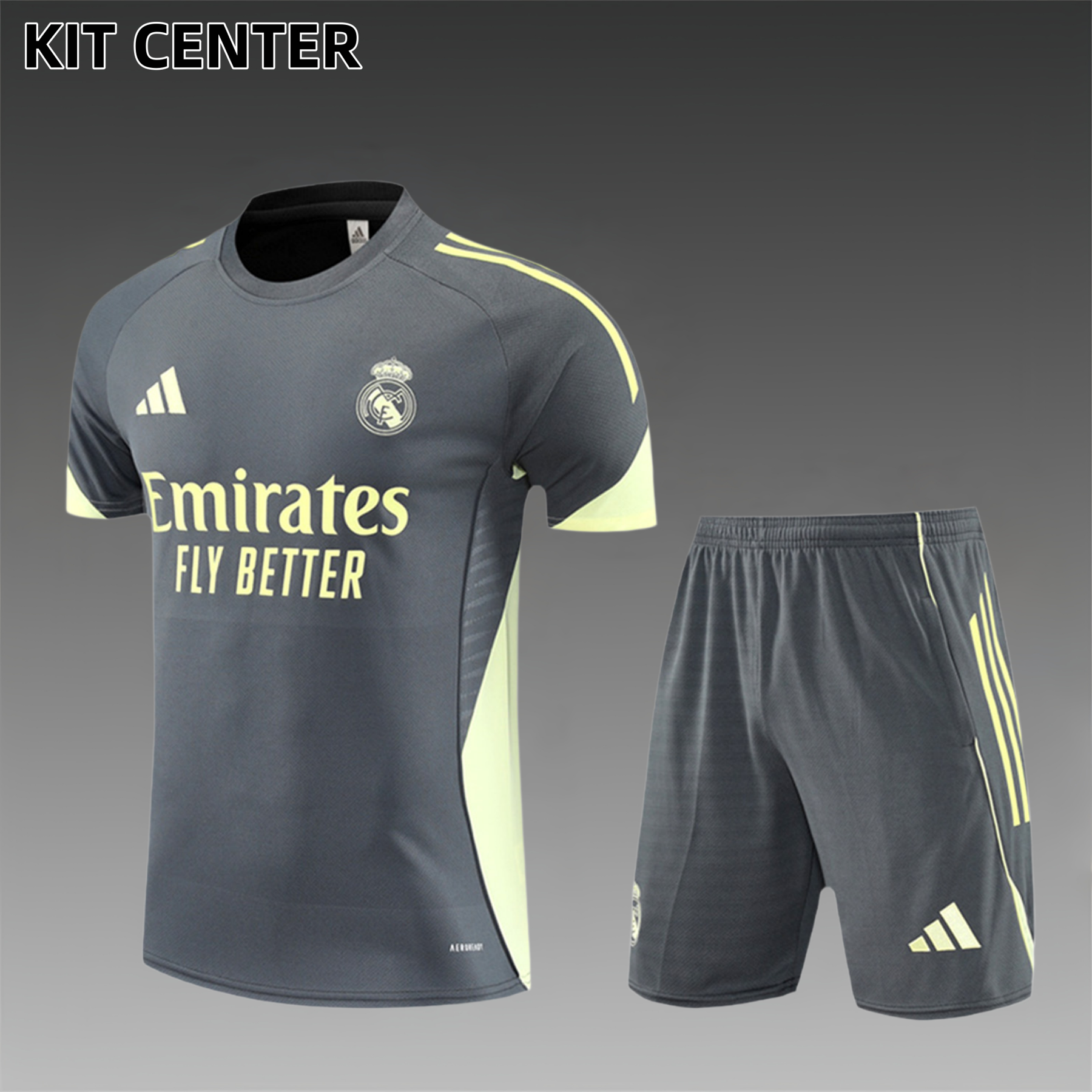 2025/2026 Real Madrid Grey Adult Short Sleeve Training Suit (Adult Kit)