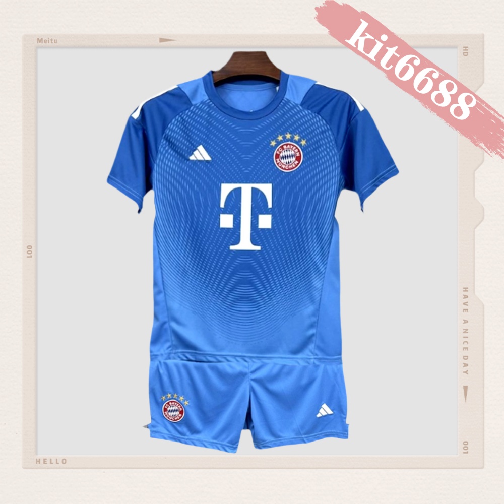 2025/2026 Bayern Munich Goalkeeper Blue Kit for Kids (Kids Kit socks)
