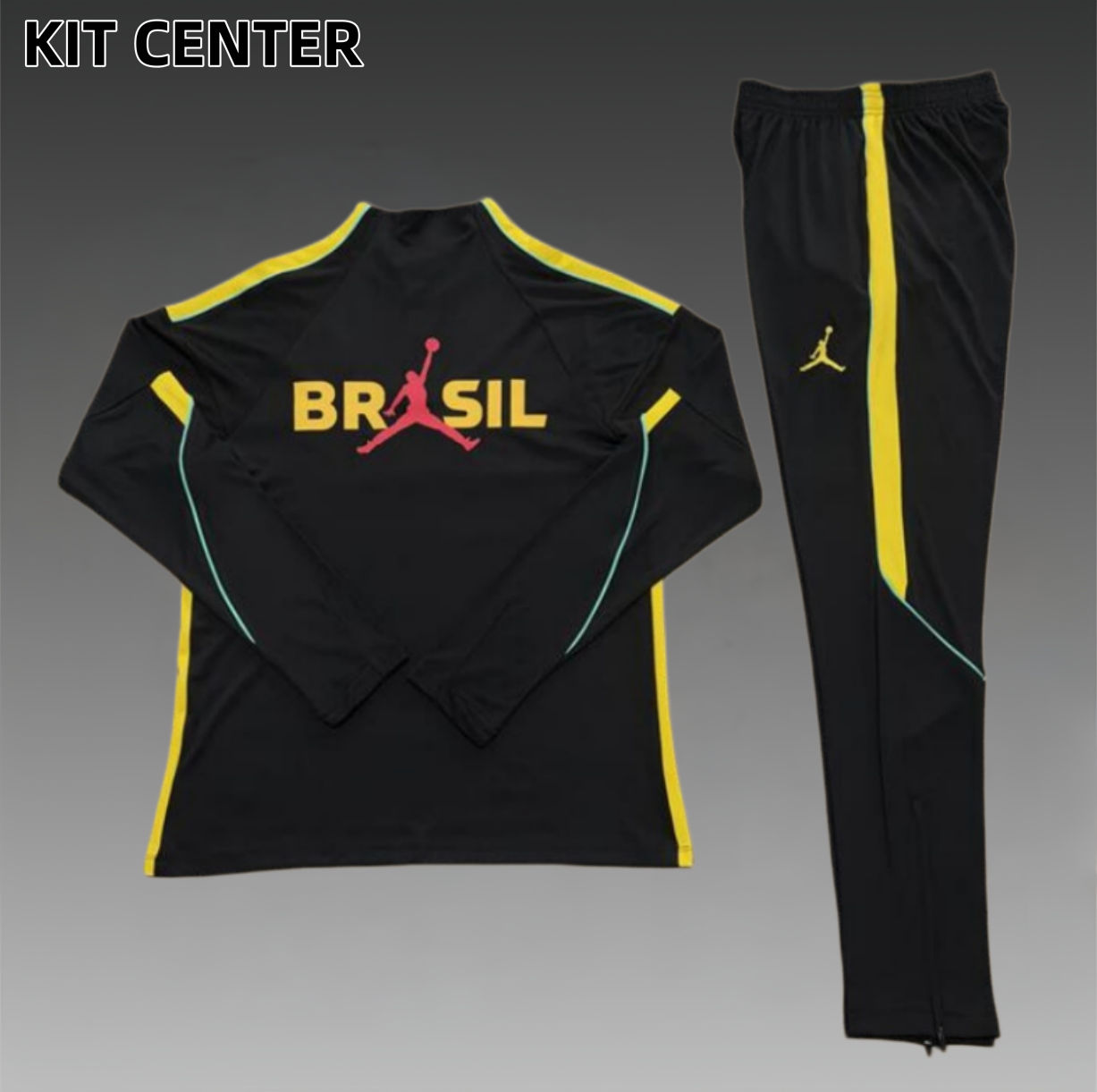 25/26 Brazil black Half Zip Training Kit (Adult Kids Kit)