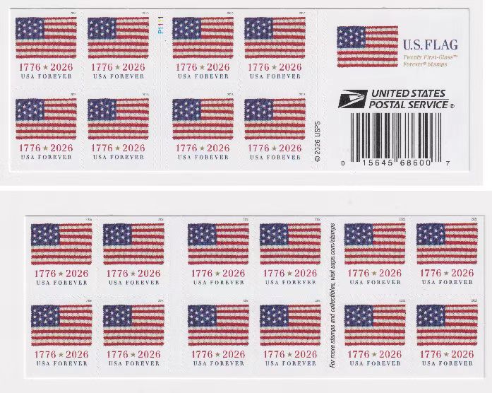 U.S. Flag 2026 Stamps, Sheet of 20