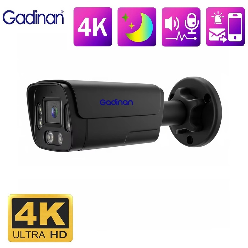 Gadinan 4K 8MP IP Camera CCTV Home Color Night Vision Two-Way Audio Smart Home Video Surveillance H.265 Metal Surveillance Camera