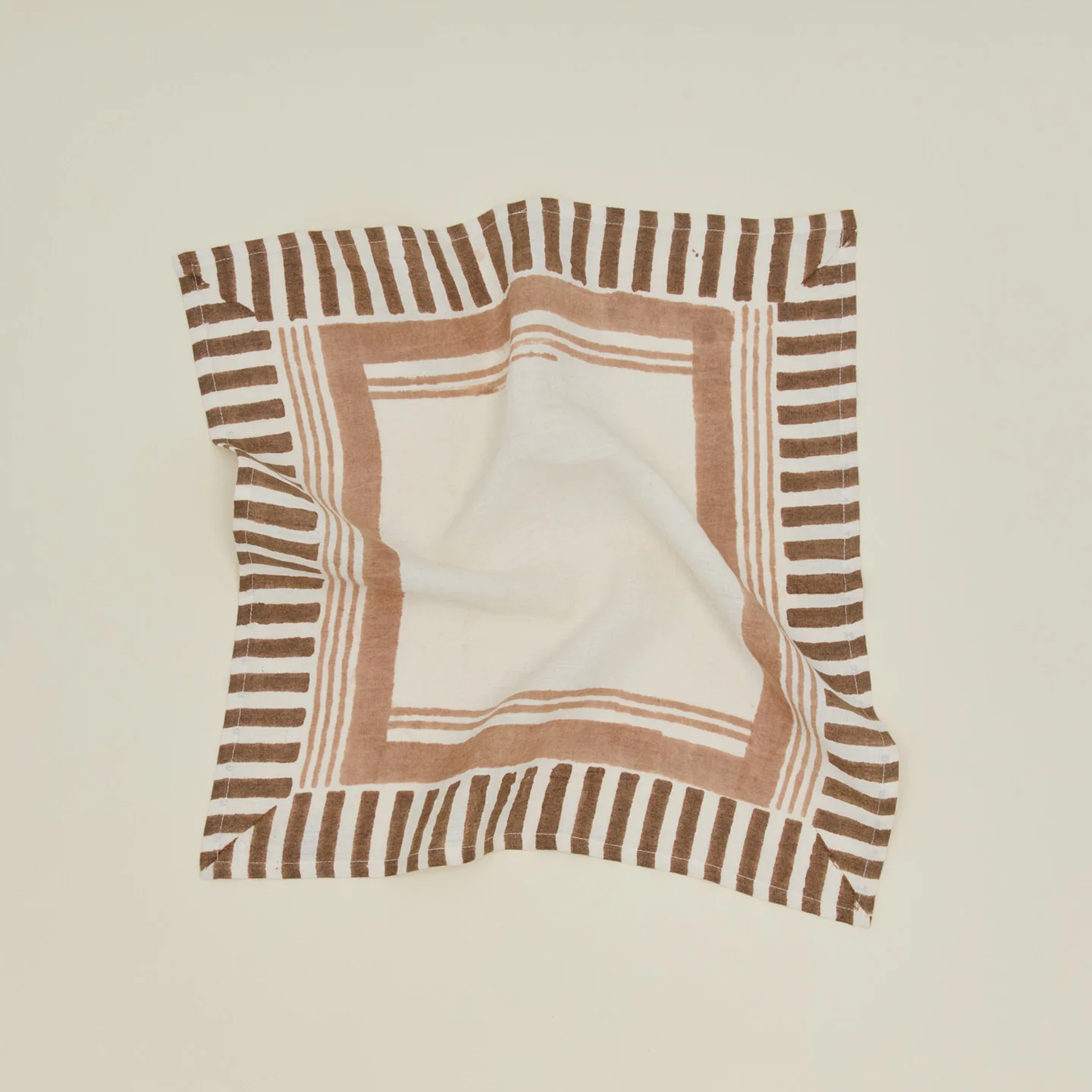 Ella Block Printed Linen Napkin - Hazelnut