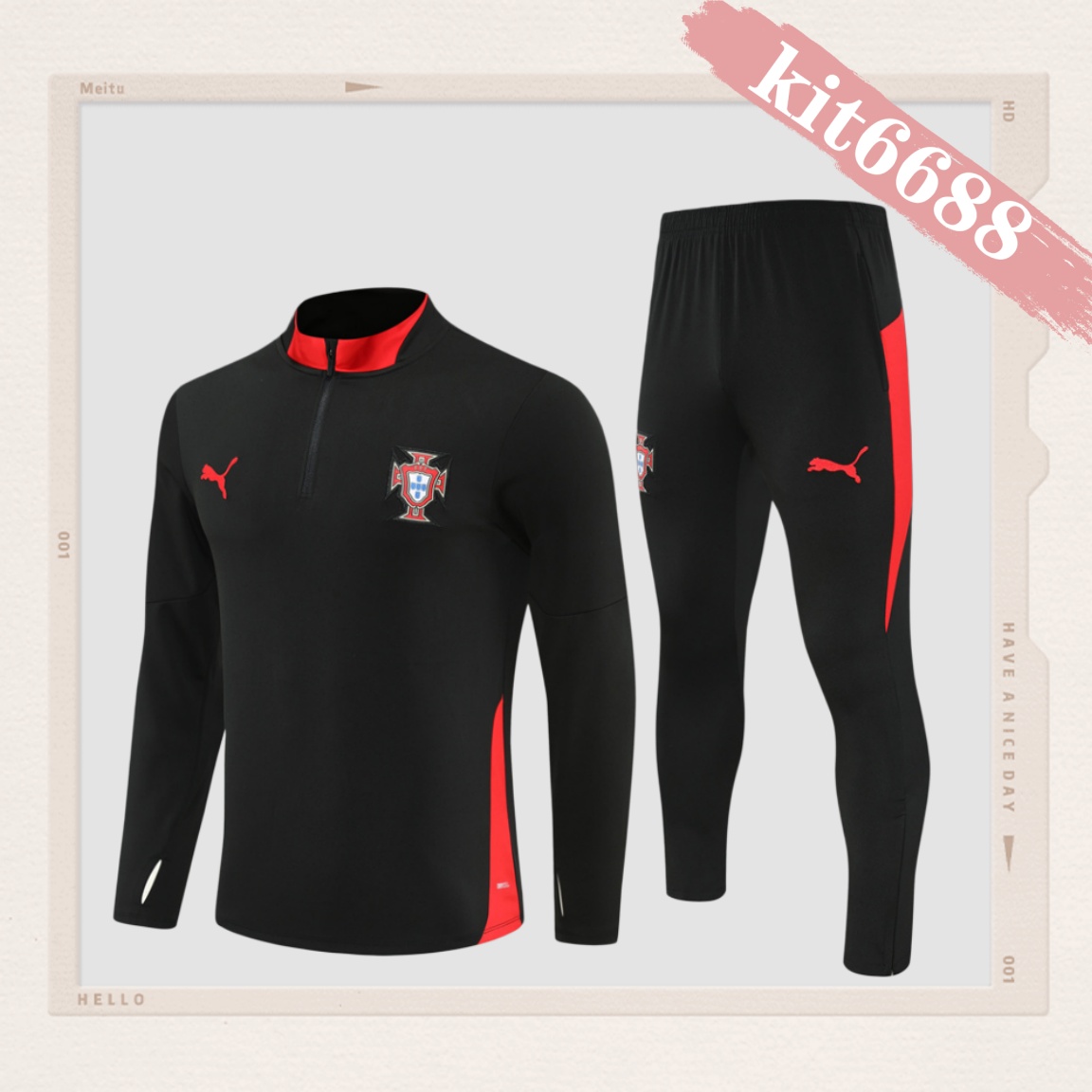 2025/2026 Portugal Adult Half Zip Training Suit (Adult Kids Kit)