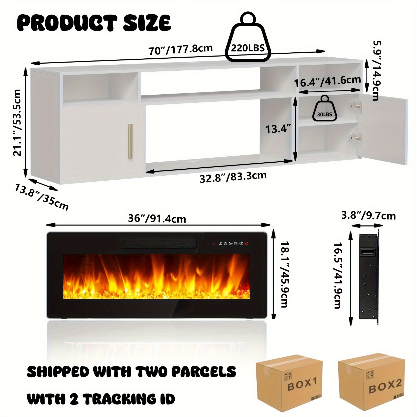Floating wall-mounted TV cabinet 70inch with LED lighting, entertainment center and storage function, modern wooden living room media cabinet with high-gloss finish