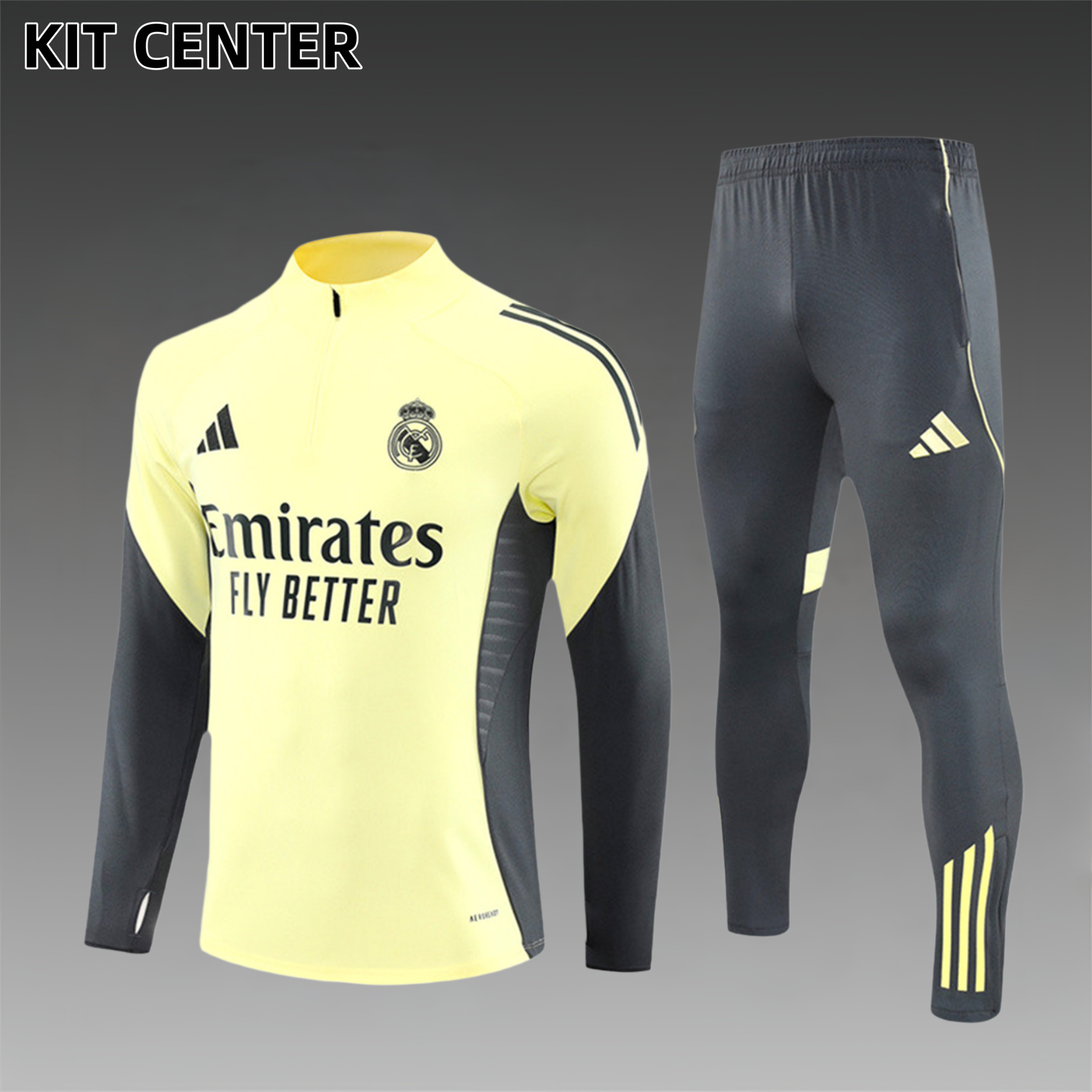 2025/2026 Real Madrid Yellow Kids Half Zip Training Kit (Adult Kids Kit)