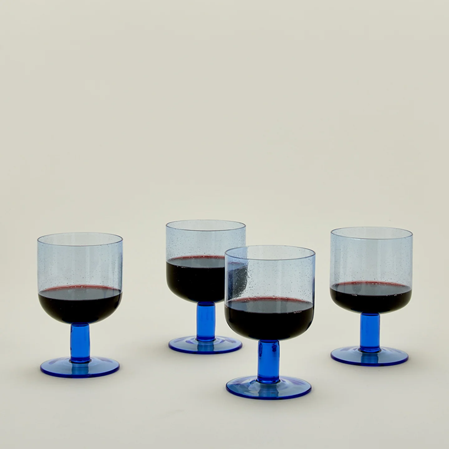 Simple Seeded Glassware, Set of 4 - Blue