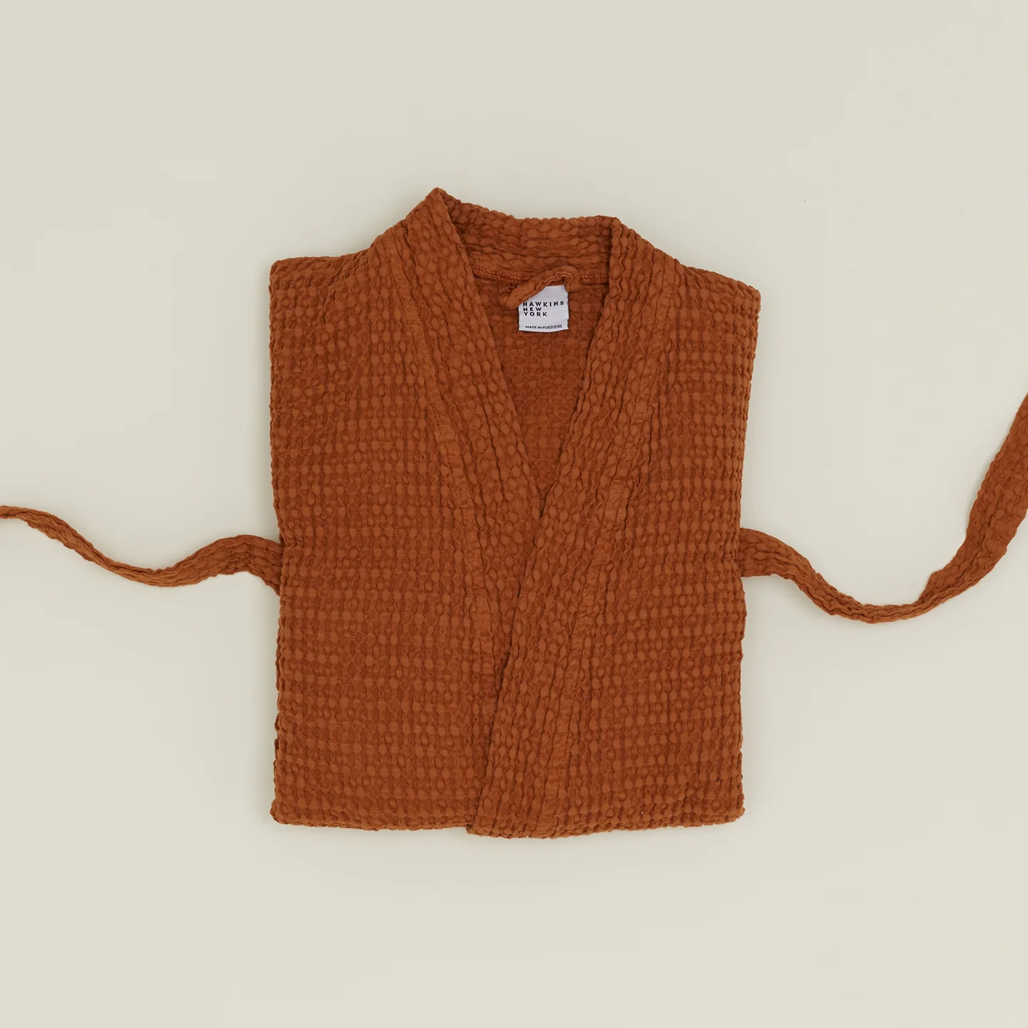 Simple Waffle Bathrobe - Terracotta