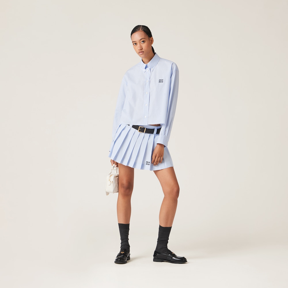 Gingham check poplin shirt