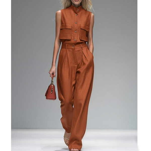 BLOUSE EN HIGH-WAIST BROEK  TWEEDELIGE SET