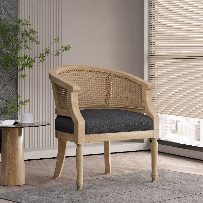 Tasteful chair in rubberwood charcoal color| Not adjustable, can be wiped clean, mixed colors