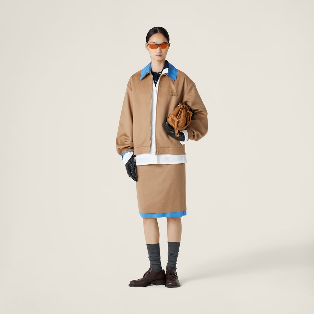 Camel-hair midi-skirt