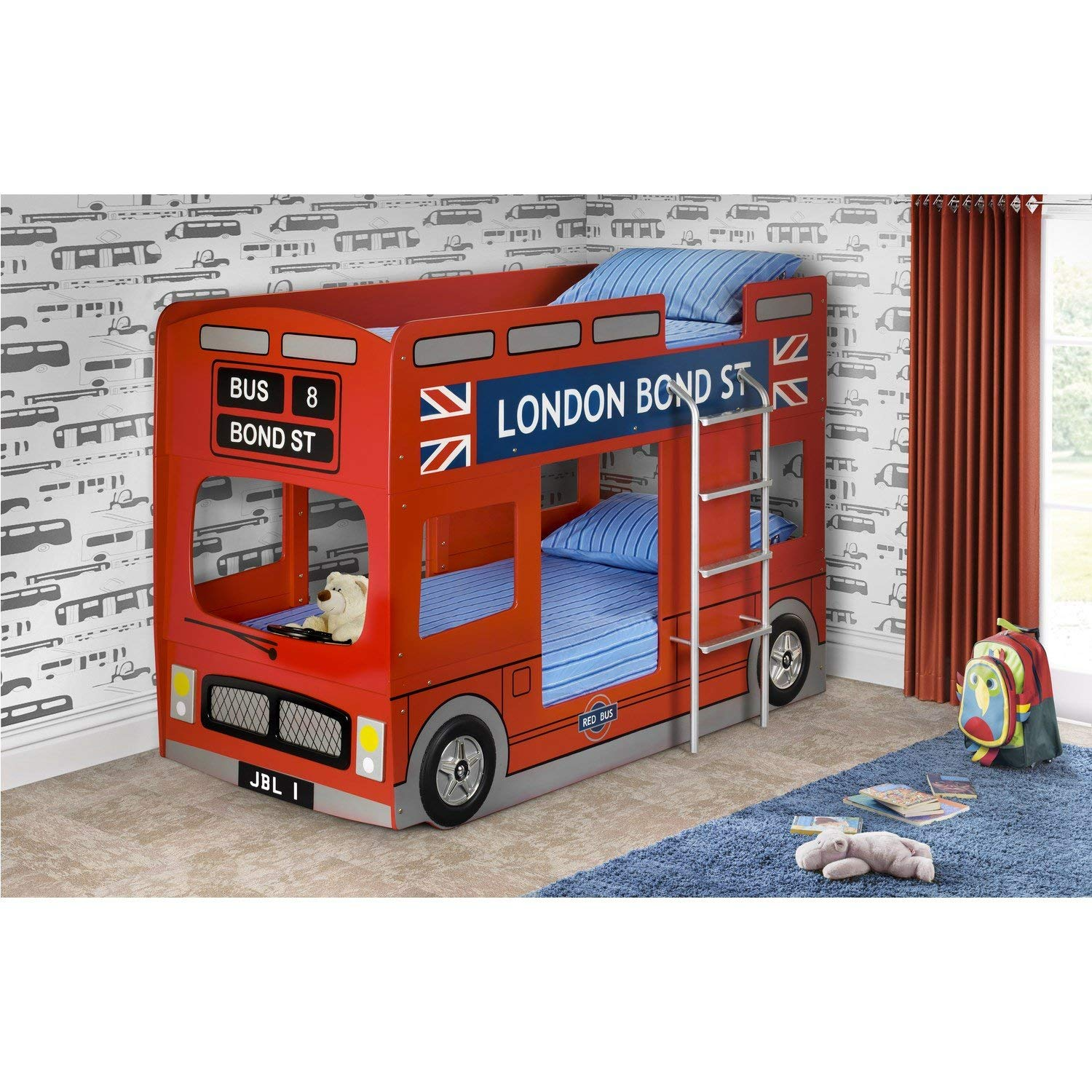 London Bunk Bed, Red, Single
