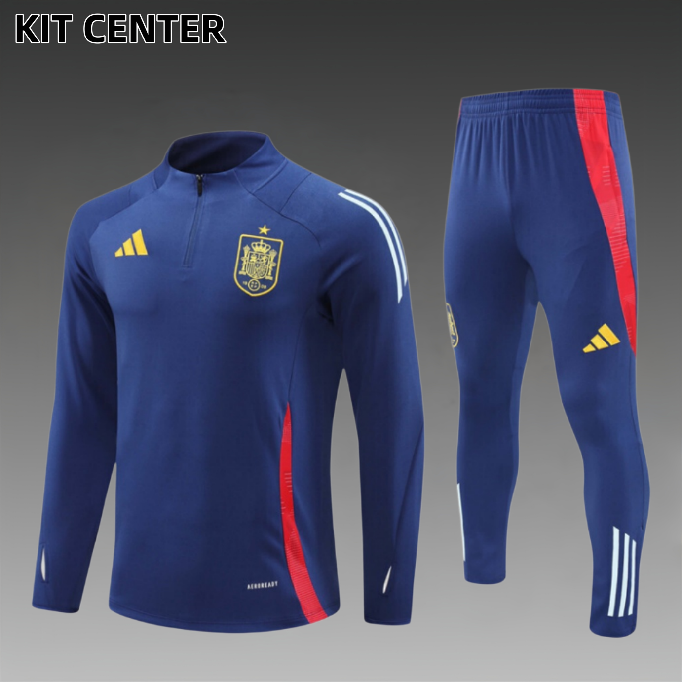 24/25 Spain royal blue Half Zip Training Kit (Adult Kids Kit)