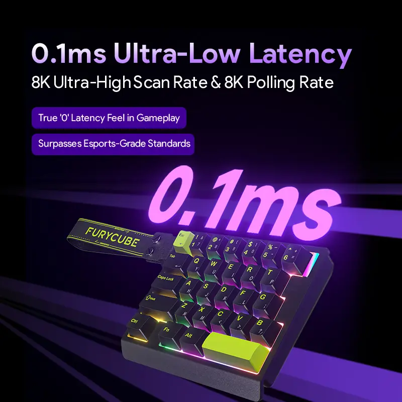 FURYCUBE M30 HE Wired Magnetic Switch Gaming Keyboard, 30% Layout Rapid Trigger Keyboard, 0.1ms Low Latency, 8000Hz Polling Rate RGB Backlit Keypad for FPS E-Sports PC Gaming