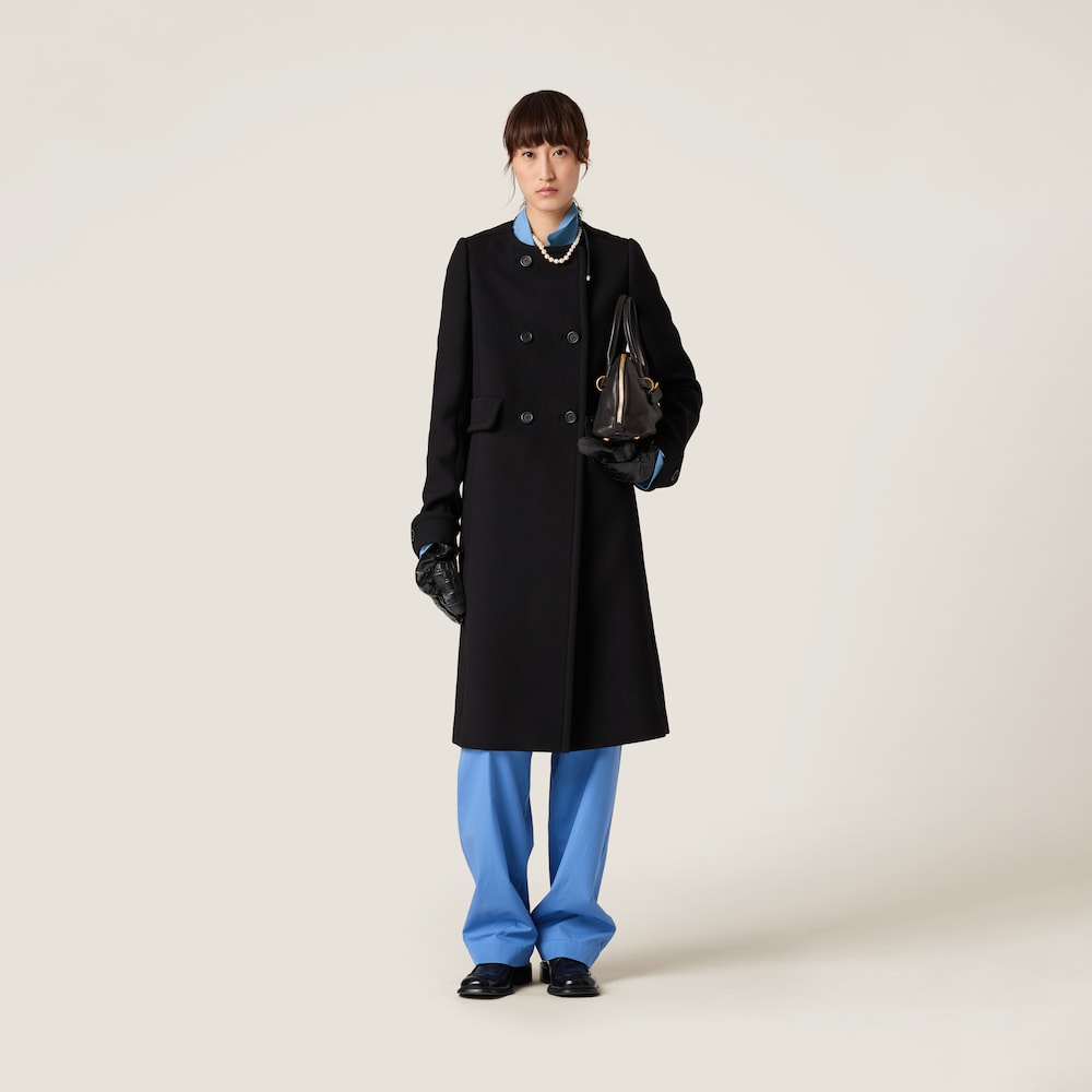 Natté toile double-breasted coat