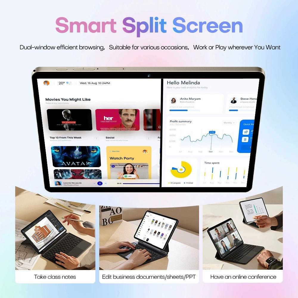 GPT-Pad8 Pro (mit Maus und Tastatur) 4G-fähiges Android-Smart-Tablet mit 10,1-Zoll-In-Cell-Bildschirm, 16+1TB, ultraflache Metallgehäuse, unterstützt Speicherkarten, Achtkernprozessor, 13-Megapixel-Kamera.