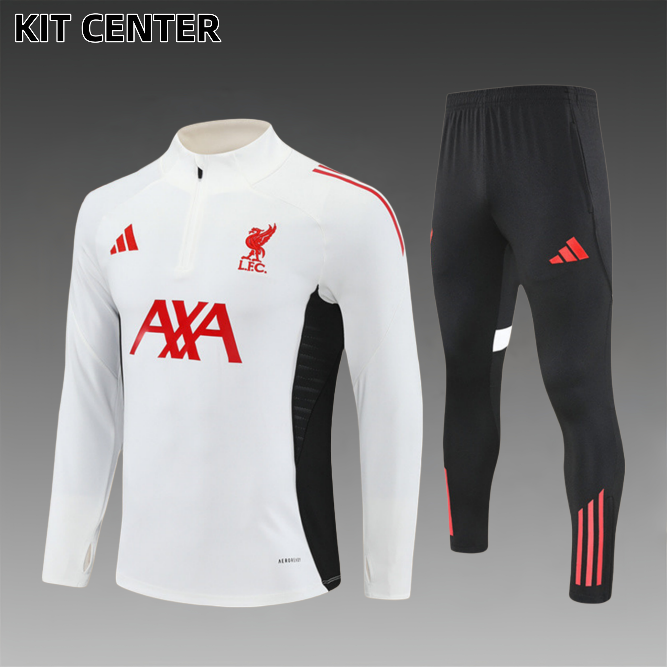 2025/2026 Liverpool White Kids Half Zip Training Clothes (Kids Kit)