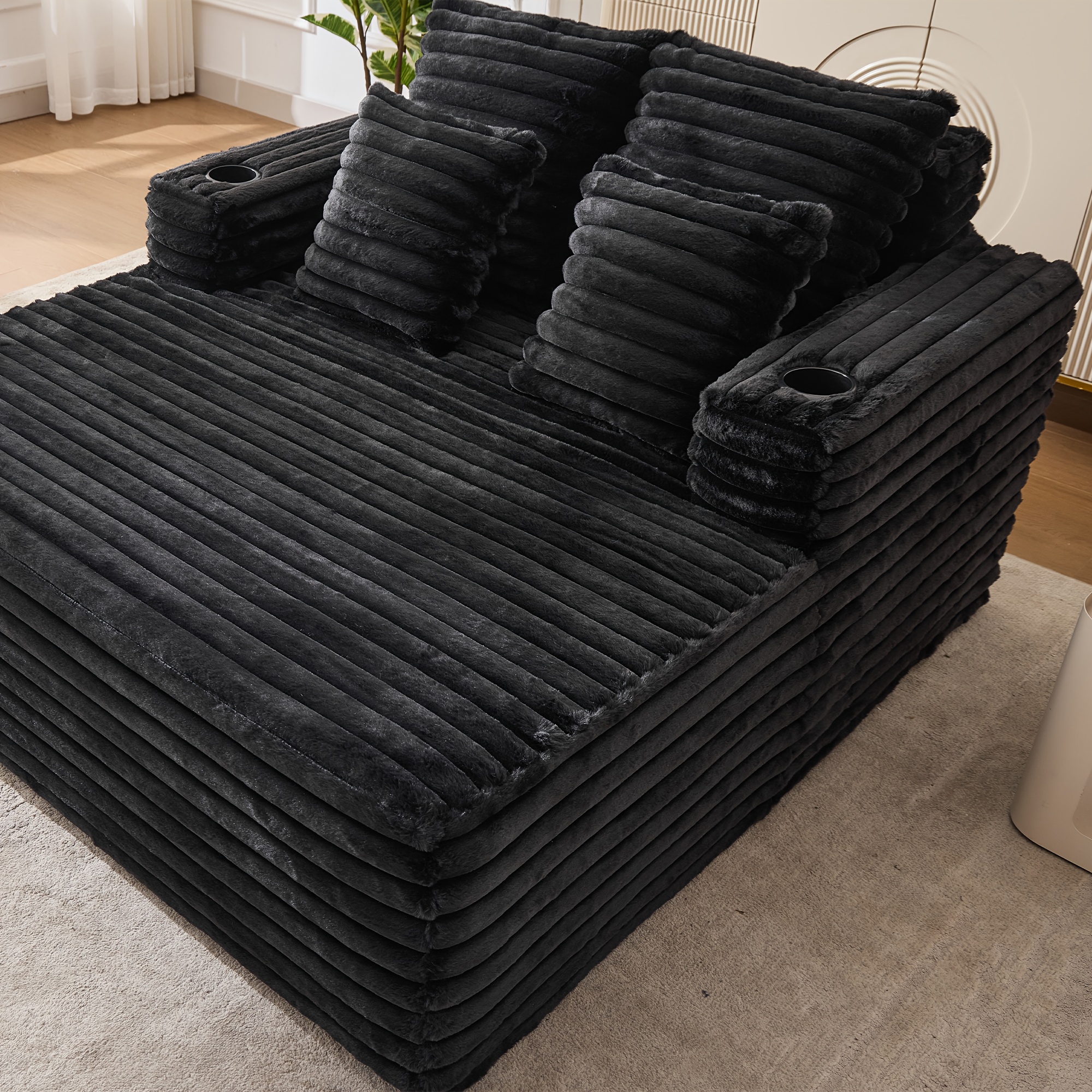 57inch Frameless sofa, modern comfortable cushioned sofa with unique seat cushion design, suitable as a leisure chair for living rooms, bedrooms, apartments, and offices