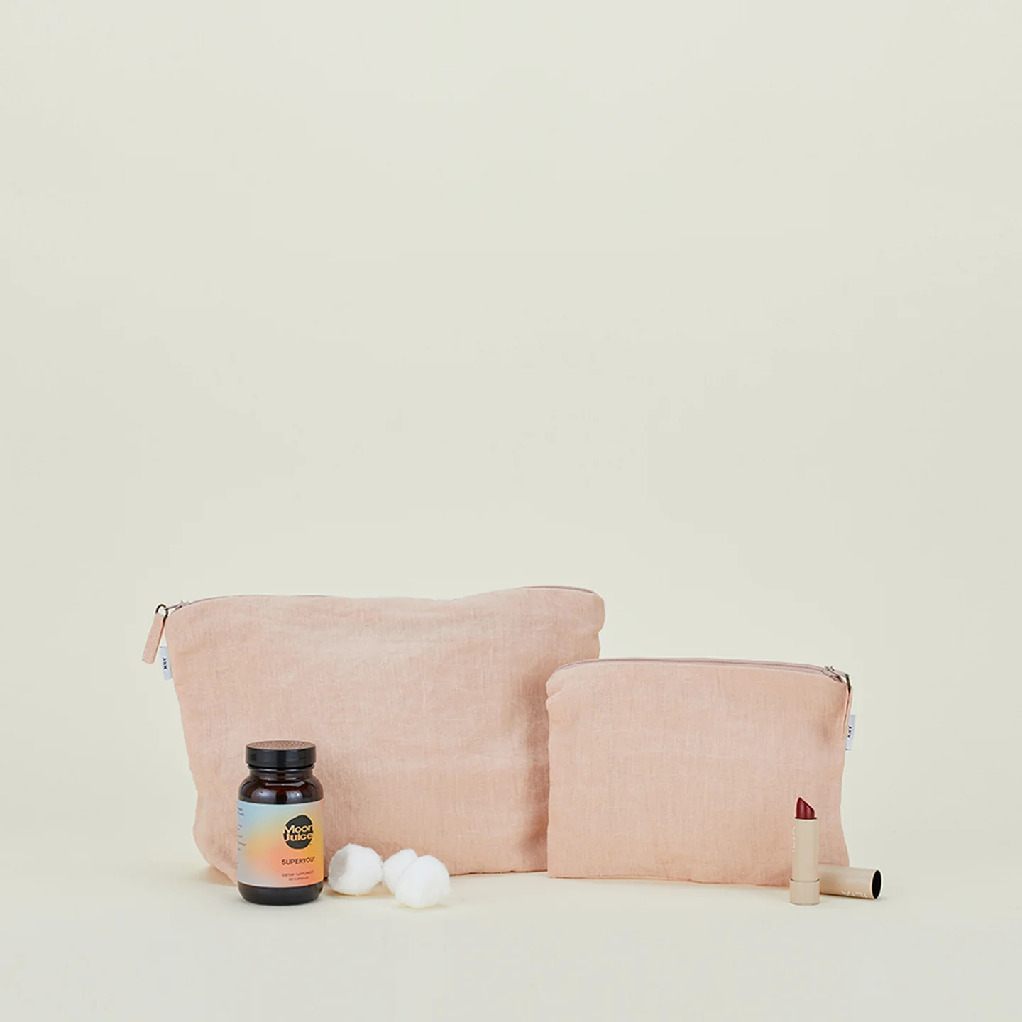 Simple Linen Zipper Pouch - Blush