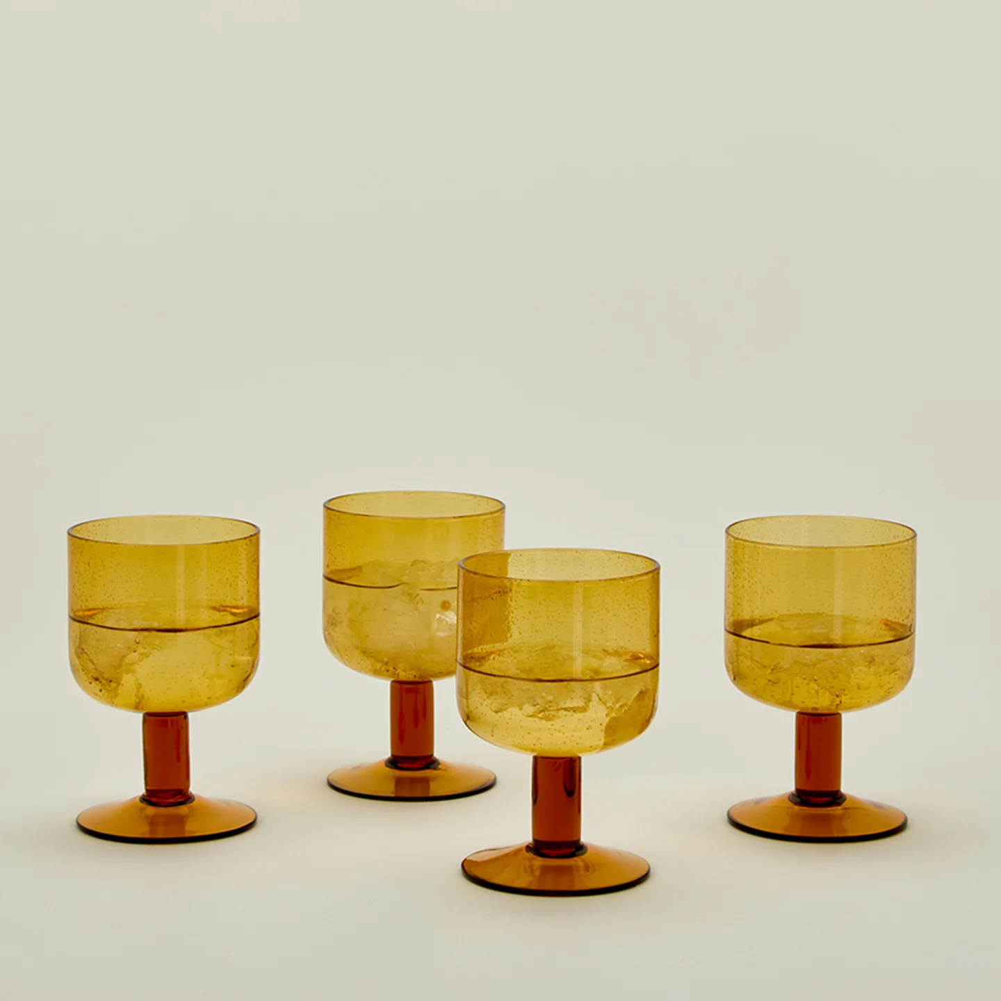 Simple Seeded Glassware, Set of 4 - Amber