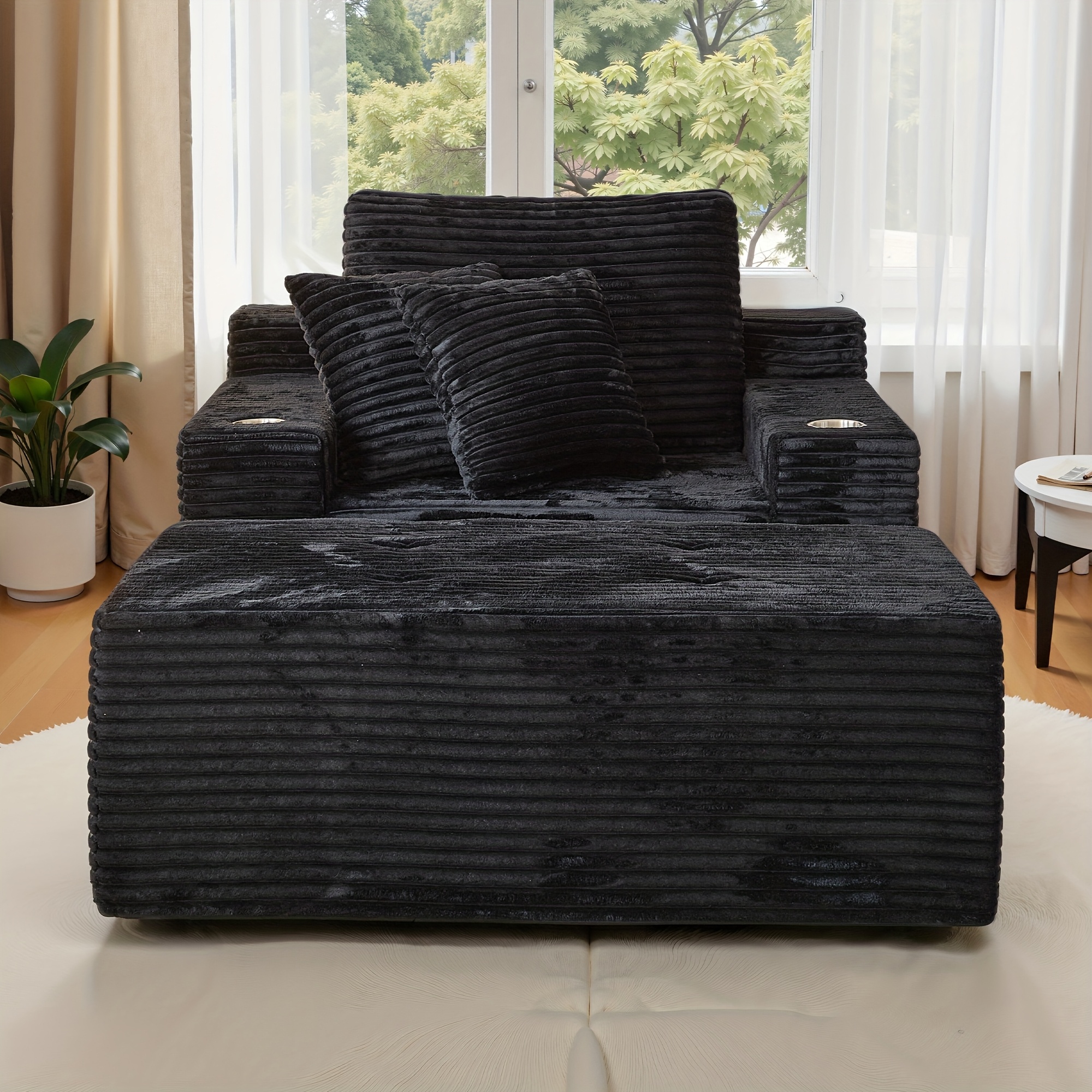67inch Extra-large leisure recliner suitable for indoor use, lazy-style sofa, comfortable soft cushion sofa bed, equipped with pillows and armrests, corduroy thickened cloud sofa chair, suitable for game and entertainment room furniture