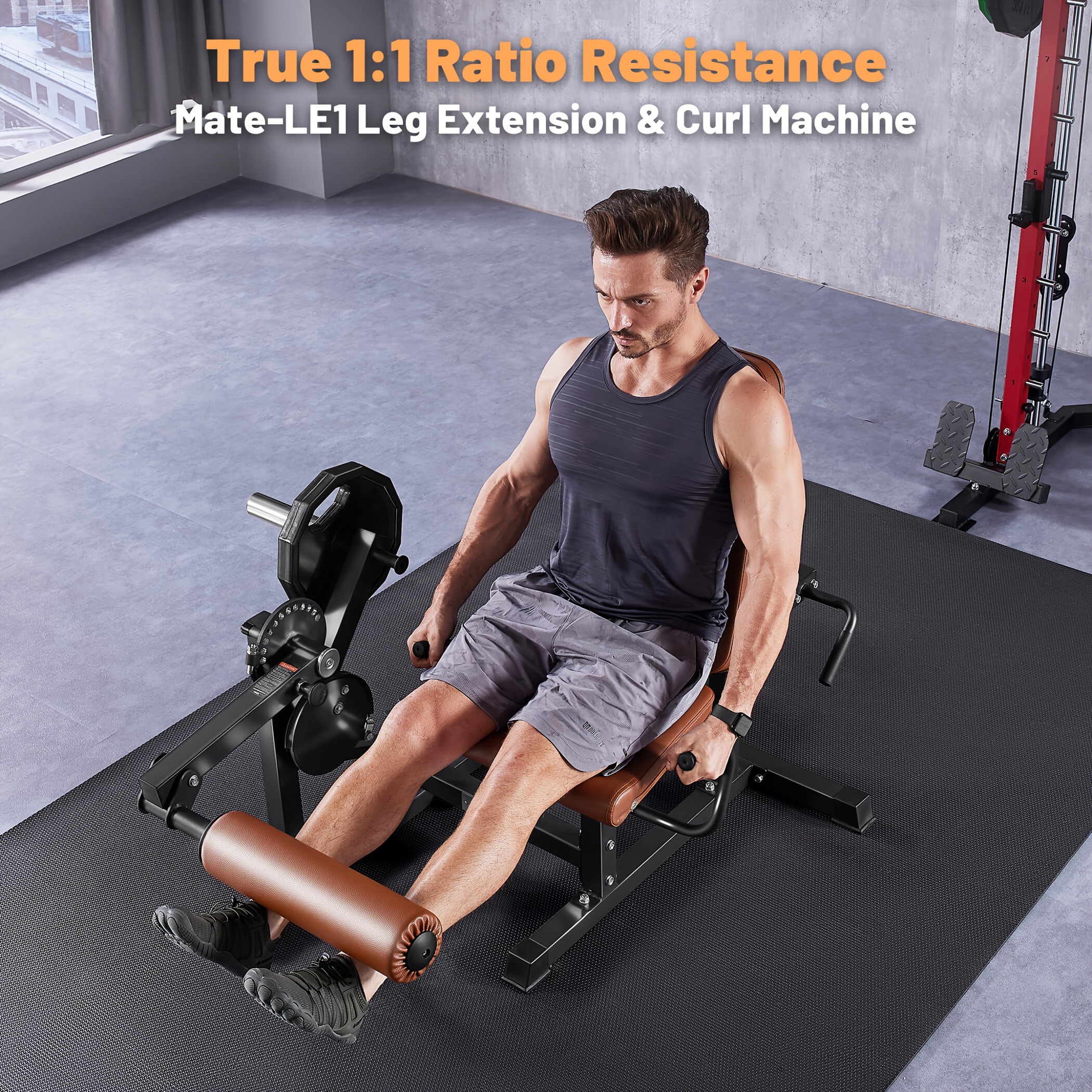 KINGSMITH Home Leg Fitness Equipment, Leg Flexion and Extension Trainer, Adjustable Leg Curl Machine with Rope System