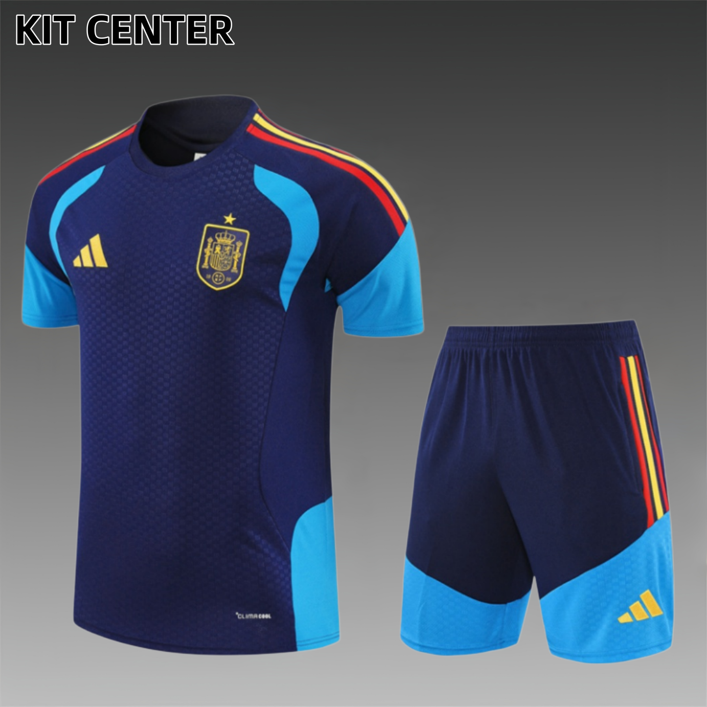 26/27 Spain royal blue  Short Sleeve Training Wear ( Adult kit Kids )