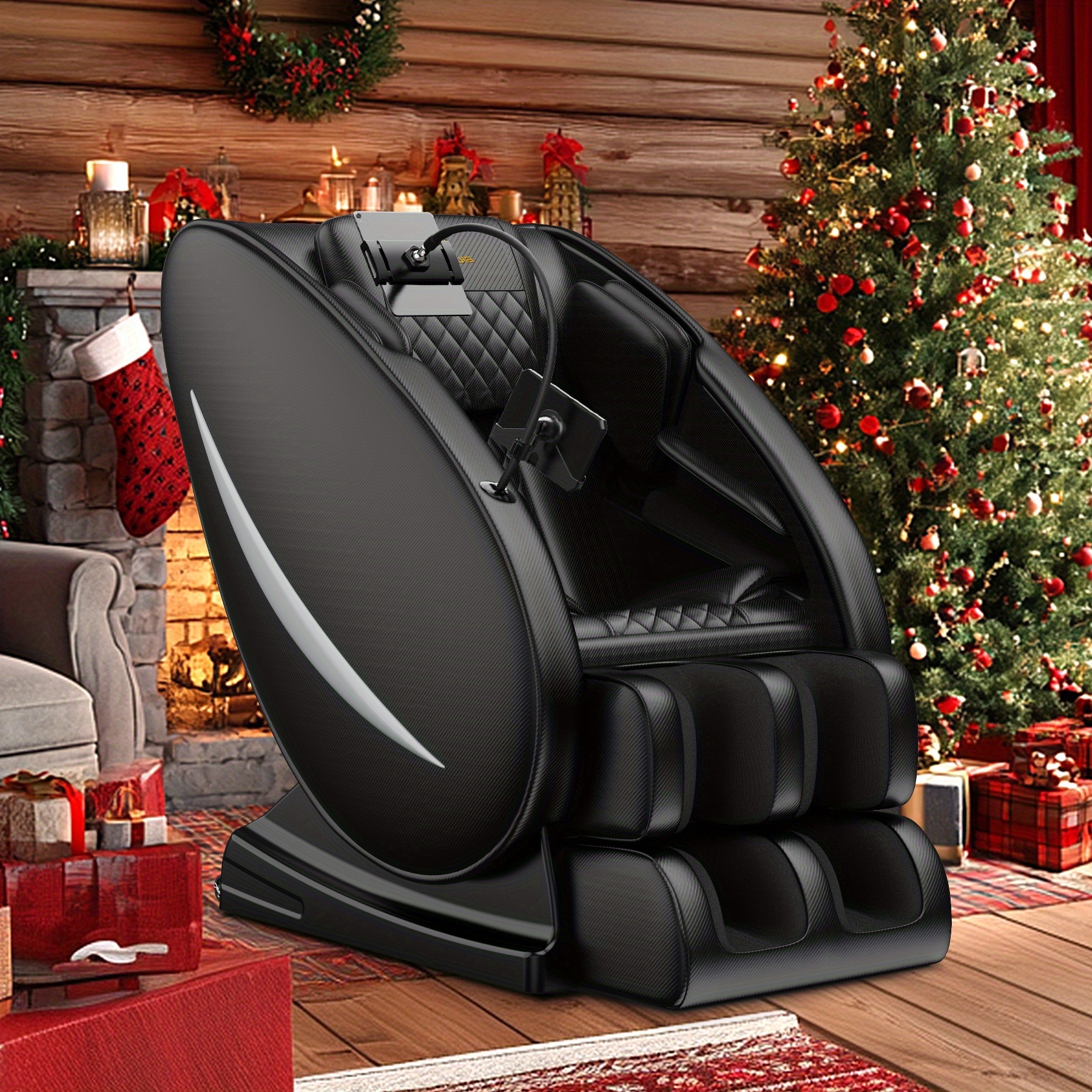 Zero-gravity massage chair recliner, with heating function, full-body massage chair, built-in speakers and touch screen, airbag massage and foot rollers, an ideal Christmas gift for both men and women, electronic neck and back massager