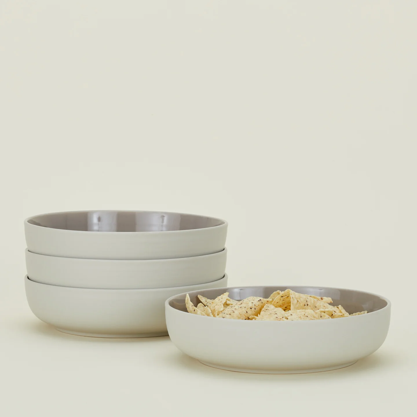 Essential Low Bowl, Set of 4 - Light Grey