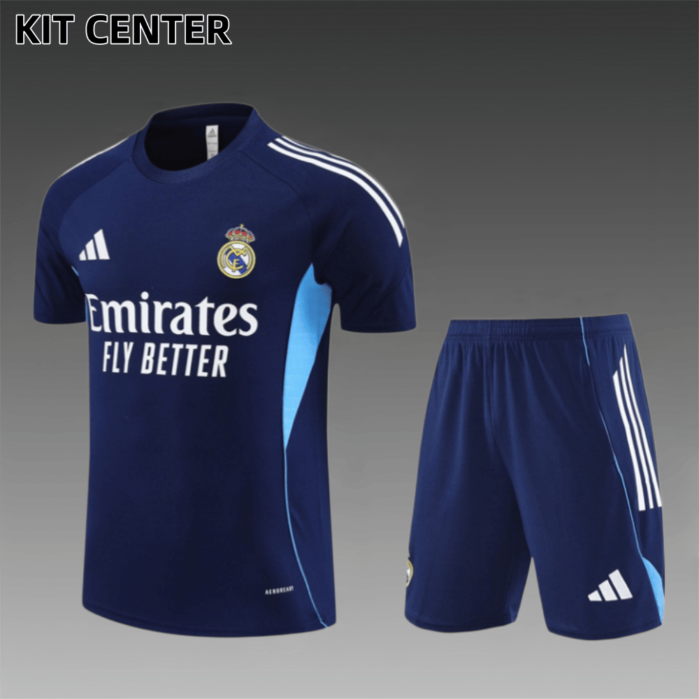 25/26 Real Madrid royal blueShort  Sleeve Training Wear ( Adult kit Kids )