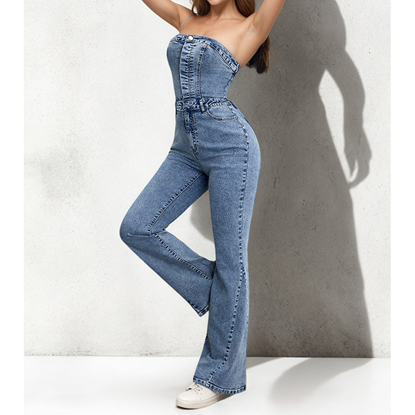 STRAPLESS DENIM JUMPSUIT