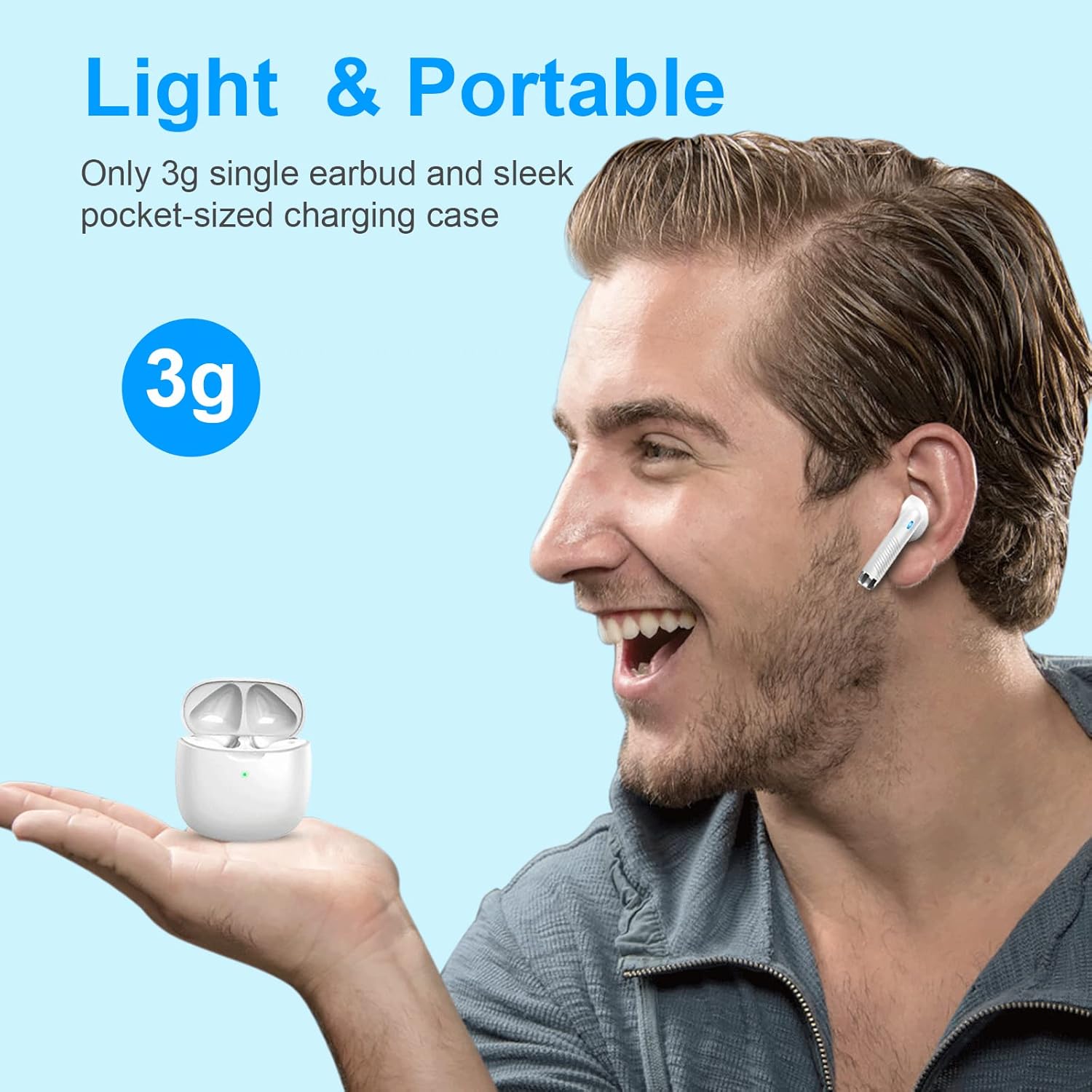 Jxrev True Wireless Earbuds, Bluetooth 5.4 Earphones with 4 Noise Cancelling Mics, Stereo Deep Bass, IP7 Waterproof, 32H Playtime USB-C Charging, Compatible with iOS & Android