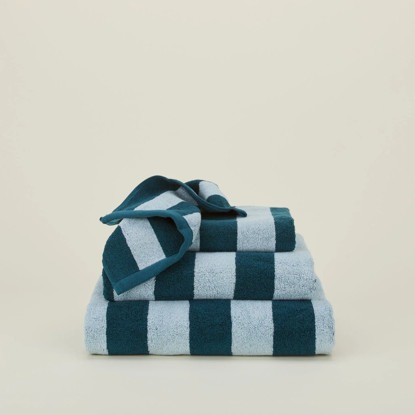 Simple Striped Terry Towel - Sky/Peacock