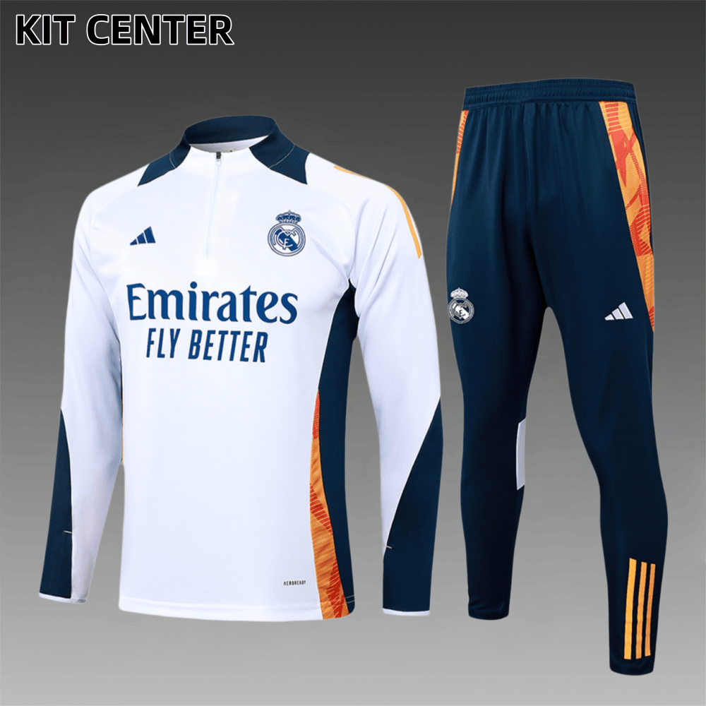 2024/2025 Real Madrid White Adult Half Zip Training Kit (Adult Kit)