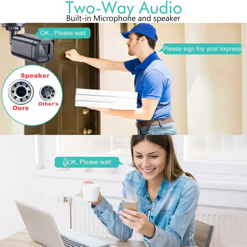 Gadinan WiFi outdoor camera motion detection 5MP wireless video surveillance two-way audio color night vision iCSEE